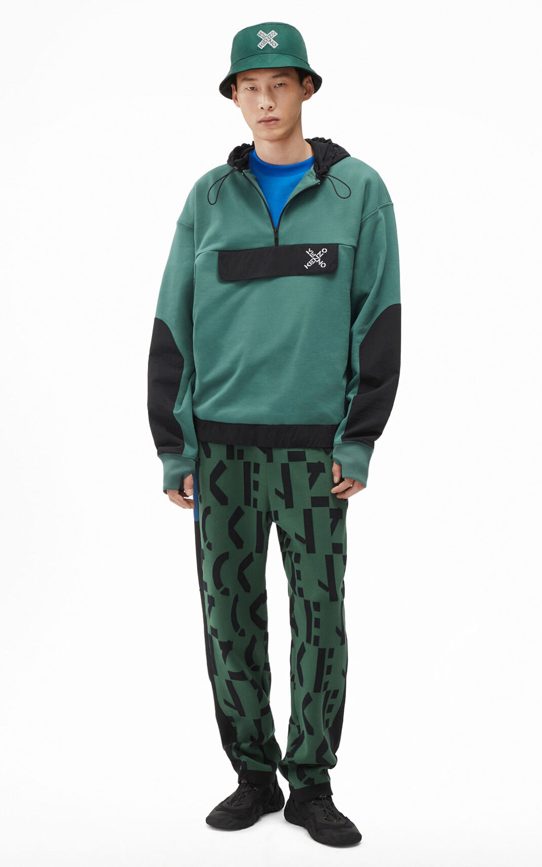 Kenzo Sport oversize Sweatshirt Erkek Koyu Yeşil | 8392-MCASE